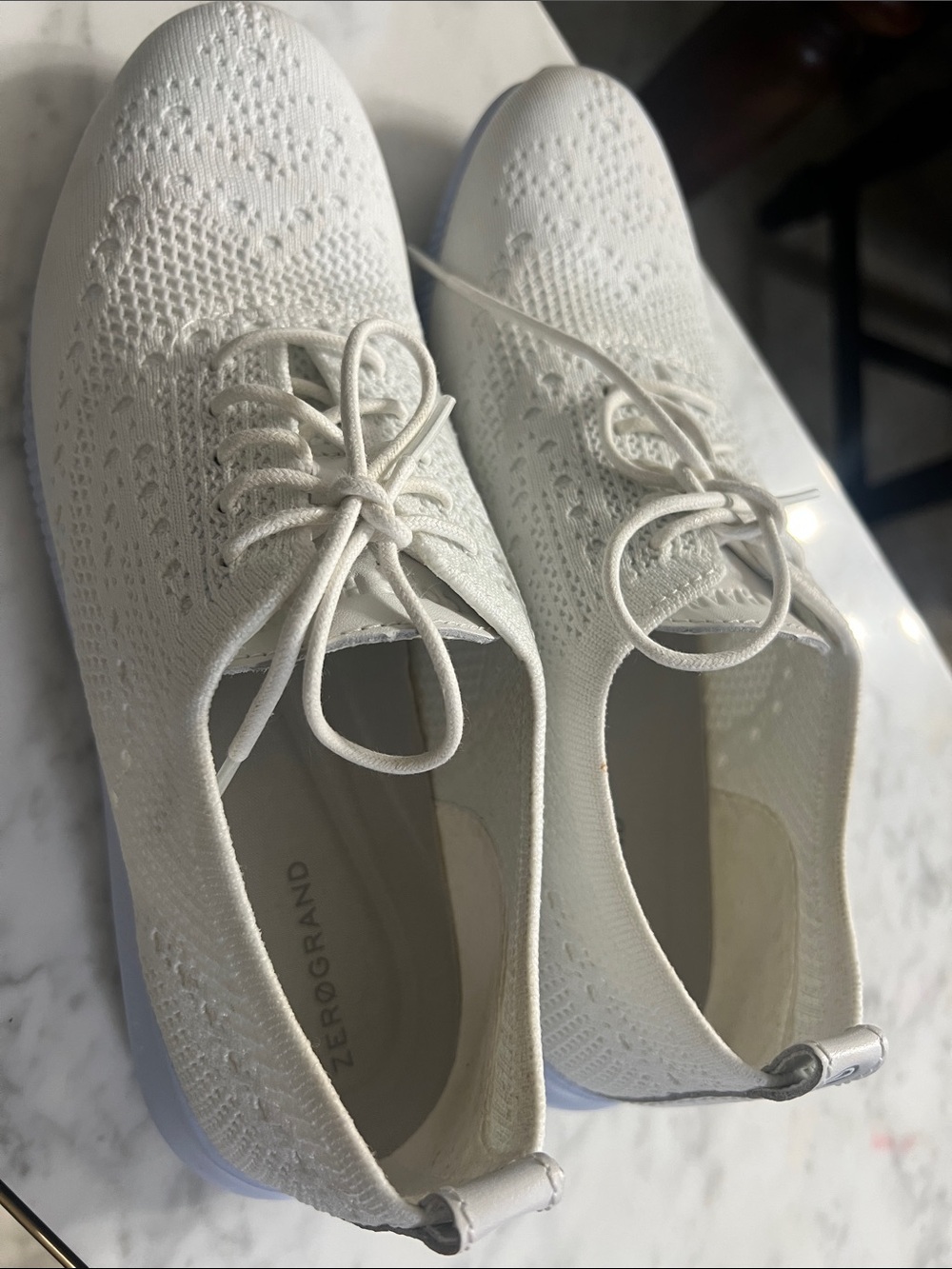 Cole Haan White Knit Lace-Up ZERØGRAND Sneakers